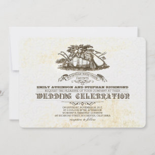 Fall harvest rustic country wedding invitations