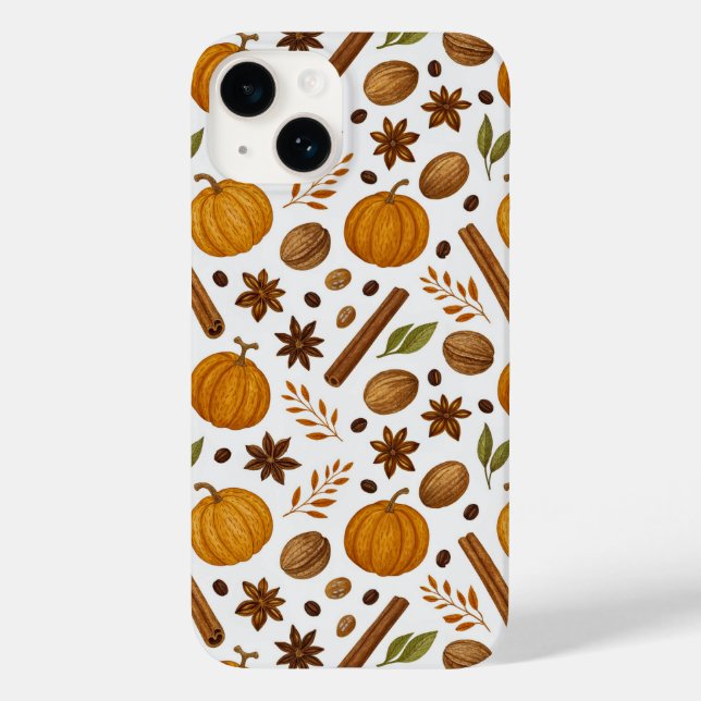 Fall Harvest Spice Cinnamon And Pumpkin Pattern Case-Mate iPhone Case (Back)