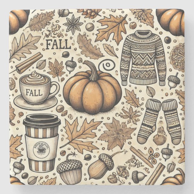 Fall Harvest Stone Coaster (Front)