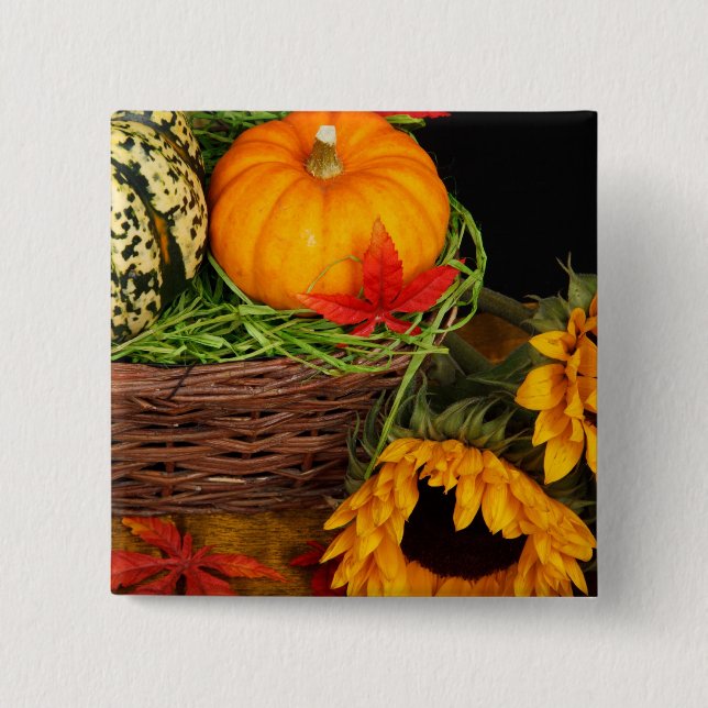 Fall Harvest Sunflowers 15 Cm Square Badge (Front)