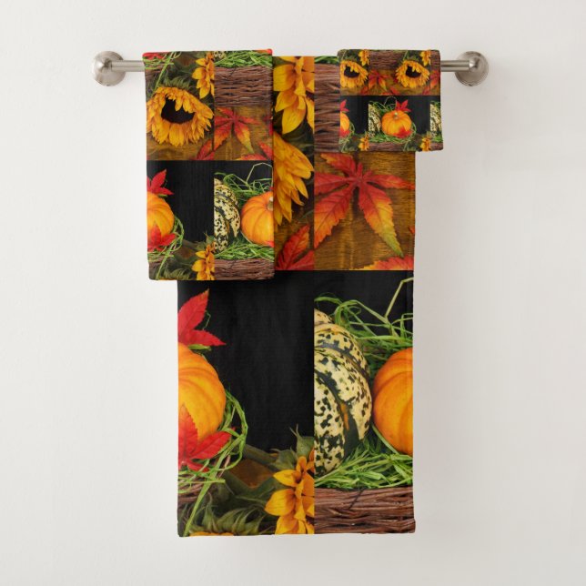 Fall Harvest Sunflowers  Bath Towel Set (Insitu)