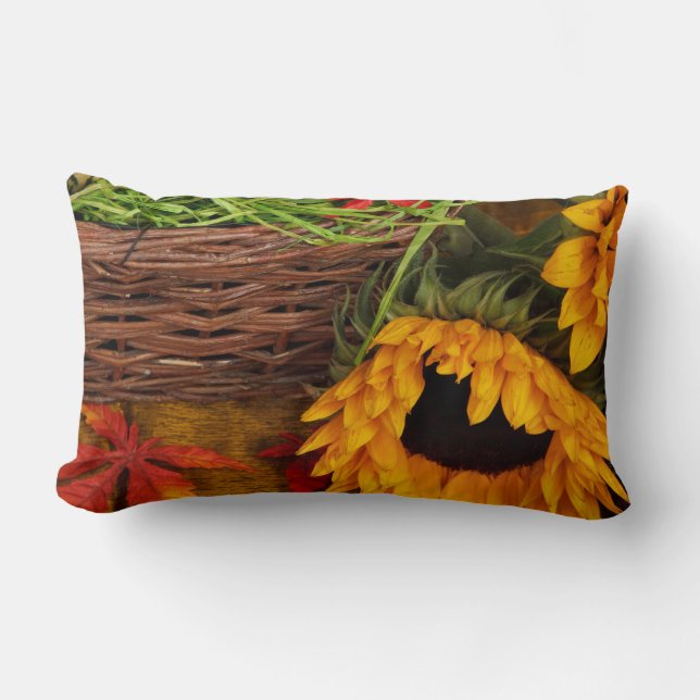 Fall Harvest Sunflowers Lumbar Cushion (Front)