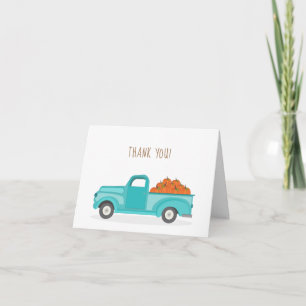 Fall Harvest Vintage Blue Truck Card