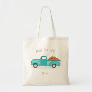 Fall Harvest Vintage Blue Truck Personalised Tote Bag