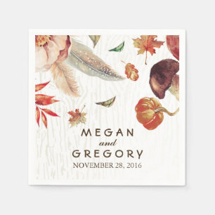Fall Harvest Watercolor Pumpkin Wedding Napkin