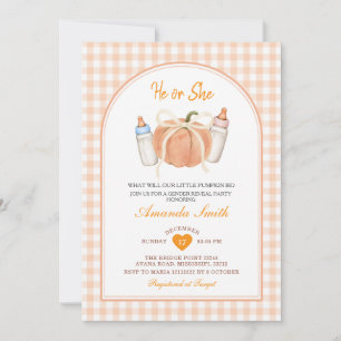 Fall He or She Little Pumpkin Gender Reveal Invitation