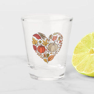 Fall Heart Cottagecore Pumpkin Heart Thanksgiving Shot Glass