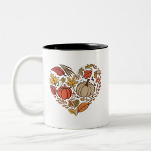Fall Heart Cottagecore Pumpkin Heart Thanksgiving Two-Tone Coffee Mug