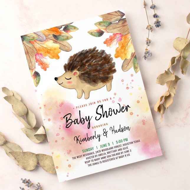 Fall Hedgehog Couple baby shower Invitation (Creator Uploaded)