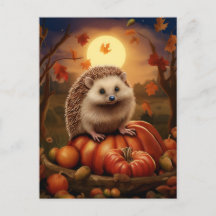 Fall Hedgehog Postcard