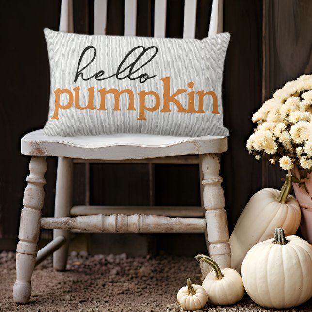 Fall Hello Pumpkin  Lumbar Cushion (Hello Pumpkin Fall Pillow)