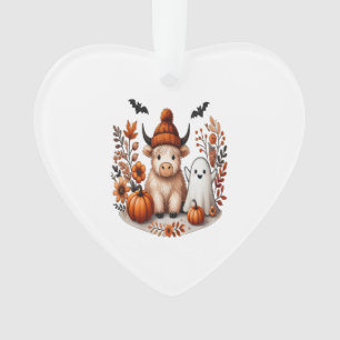 Fall Highland Cow Ghost Png, Autumn Png Ornament