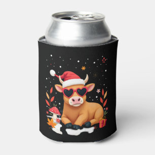 Fall Highland Cow Pumpkin Bow Christmas Girls Kids Can Cooler