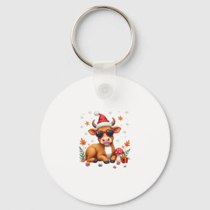 Fall Highland Cow Pumpkin Bow Christmas Girls Kids Key Ring