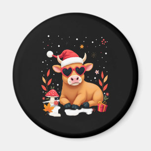 Fall Highland Cow Pumpkin Bow Christmas Girls Kids Magnet