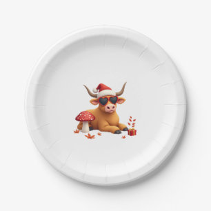 Fall Highland Cow Pumpkin Bow Christmas Girls Kids Paper Plate