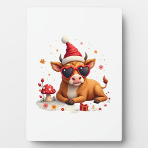 Fall Highland Cow Pumpkin Bow Christmas Girls Kids Plaque