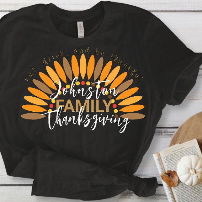 Fall Holiday Thanksgiving Family T-Shirt (These personalized turkey shirts are great Thanksgiving idea for family gatherings. )