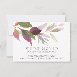 Fall Home Moving Announcement Watercolor Botanical