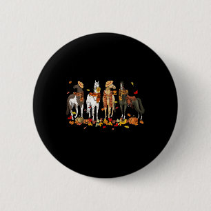 Fall Horse Thanksgiving Horse Autumn Leaves Wester 6 Cm Round Badge