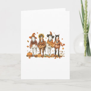 Fall Horse Thanksgiving Horse Autumn Leaves Wester Card