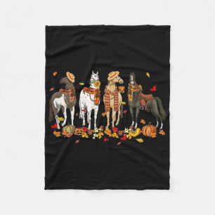 Fall Horse Thanksgiving Horse Autumn Leaves Wester Fleece Blanket