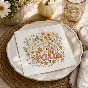 Fall Hosting Watercolor Autumn Happy Fall Napkin