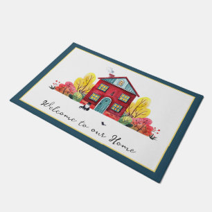 Fall house and cat doormat