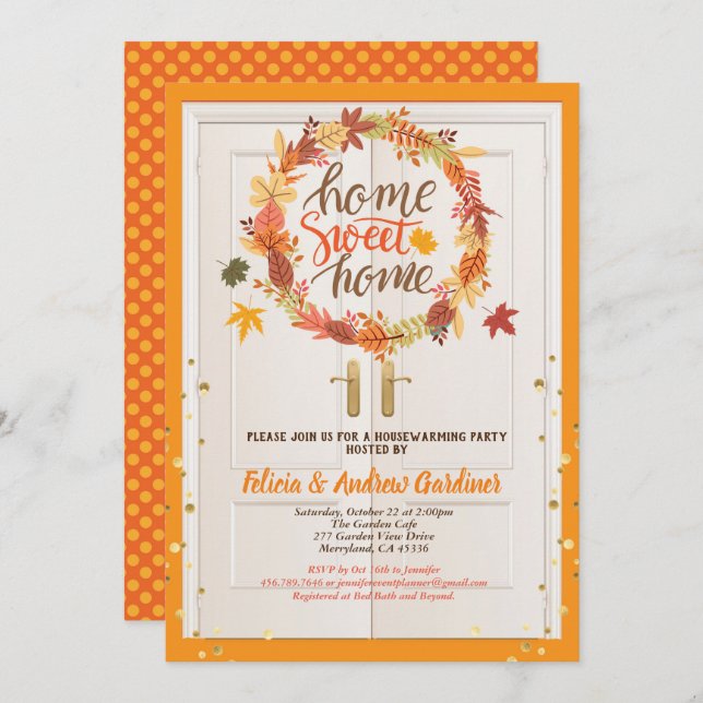 Fall housewarming party open house thanksgiving invitation (Front/Back)