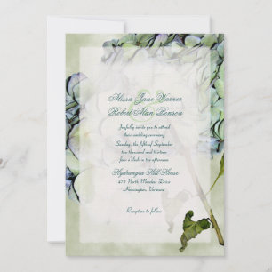 Fall Hydrangea Green and Blue Wedding Invite