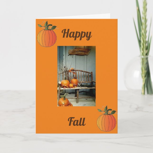 FALL IMAGE WITH HAPPY THANKSGIVING and FALL WISHES Holiday Card (Front)