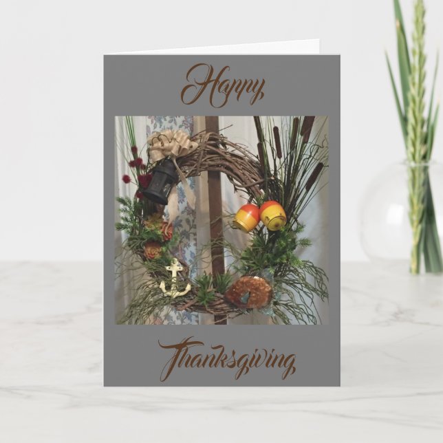 FALL IMAGE WITH HAPPY THANKSGIVING TO ALL HOLIDAY CARD (Front)