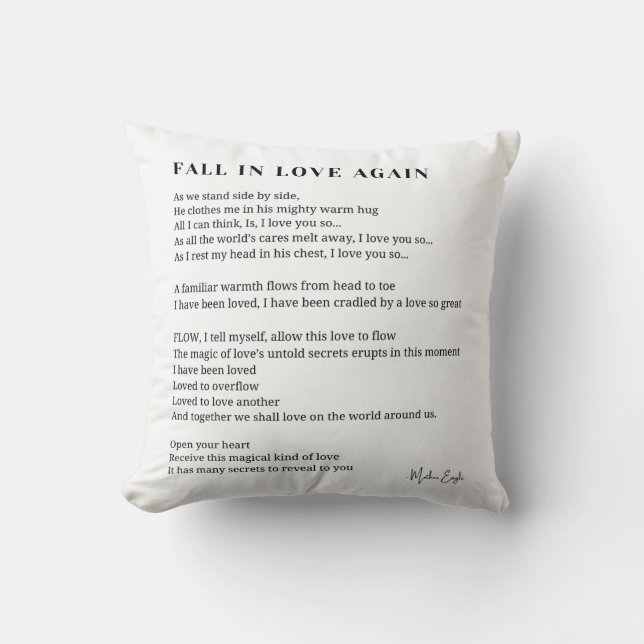 Fall in love again poem poetry  cushion (Front)