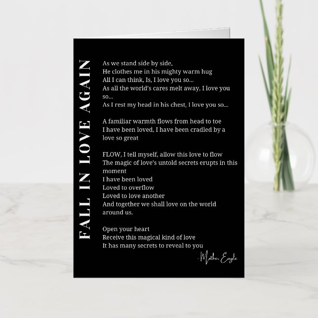 Fall in love again poem poetry  foil greeting card (Front)
