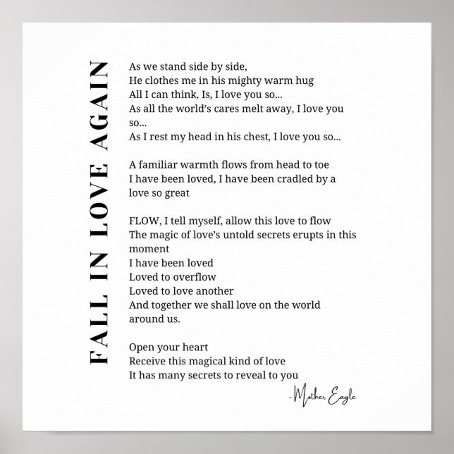 Fall in love again poem poetry wall art poster  (Front)
