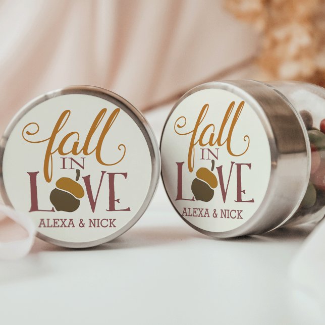 Fall in Love | Autumn Acorn Personalised Classic Round Sticker (Creator Uploaded)