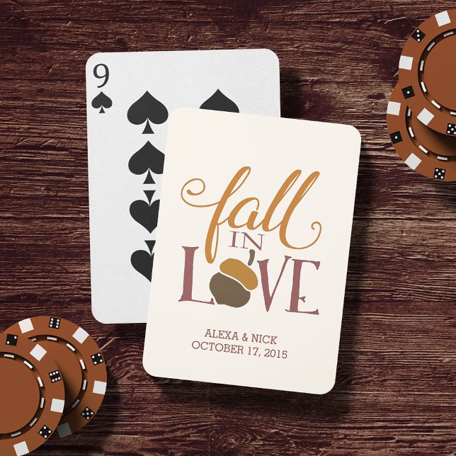 Fall in Love | Autumn Acorn Wedding Favour Playing Cards (Creator Uploaded)
