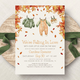 Fall In Love Autumn Baby Shower Invitation