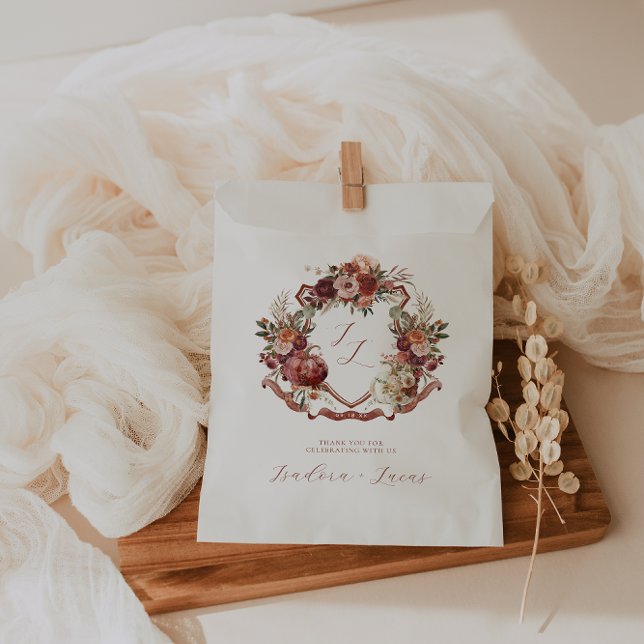 Fall In Love | Autumn Blooms Wedding Crest Favour Bag (Creator Uploaded)