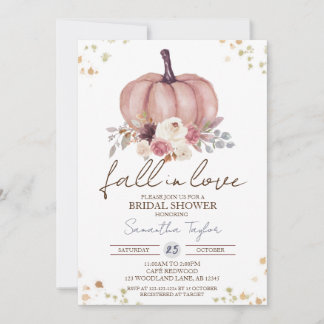 Fall in Love, Autumn Bridal Shower, Floral  Invitation