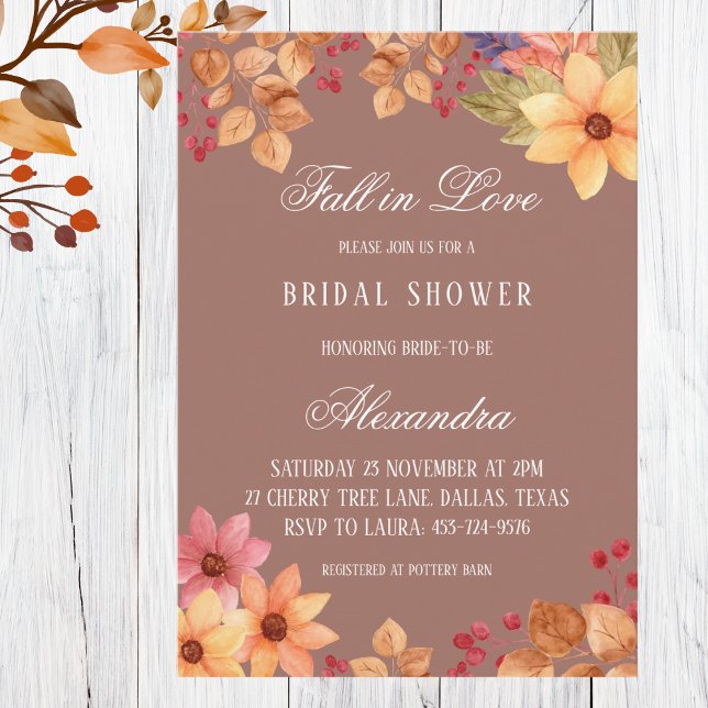 Fall in Love Autumn Bridal Shower Invitation (Creator Uploaded)