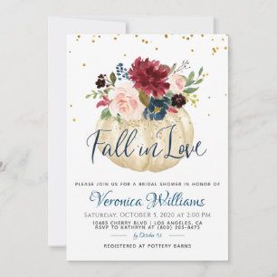 Fall in Love Autumn Bridal Shower Invitation