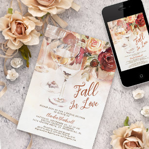 Fall In Love Autumn Champagne Bridal Shower Invitation