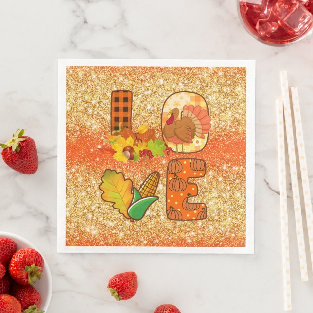 Fall In Love Autumn Customise Colour Napkin (Insitu)