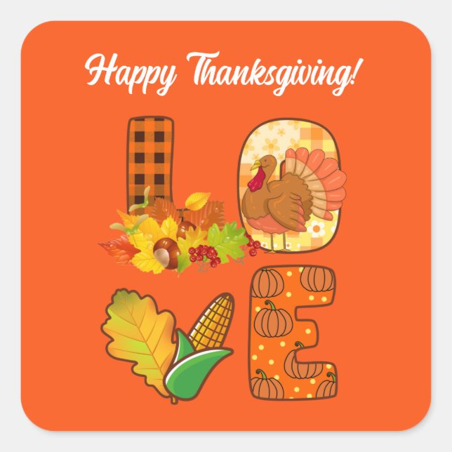 Fall In Love Autumn Customise Square Sticker (Front)