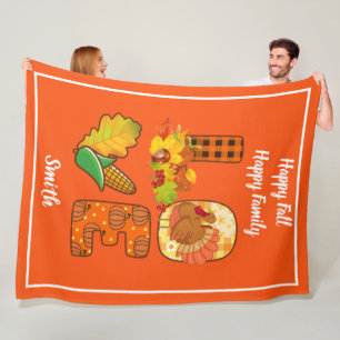 Fall In Love Autumn Customise Text and Colour Fleece Blanket