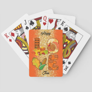 Fall In Love Autumn Customise Text and Colour Playing Cards