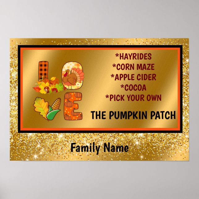Fall In Love Autumn Customise Text and Colour Poster (Front)