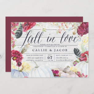 Fall in Love   Autumn Engagement Party Invitation