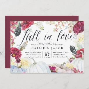 Fall in Love Autumn Engagement Party Invitation